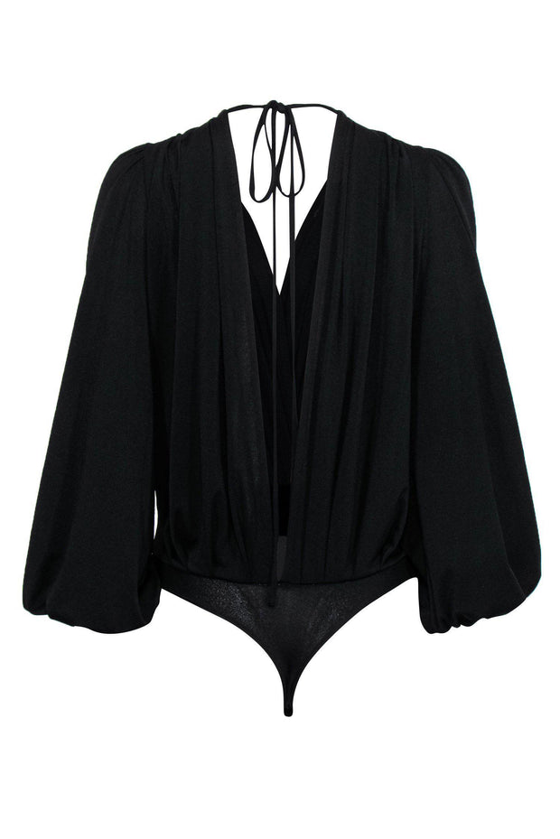 Current Boutique-Ronny Kobo - Black Long Sleeve Surplice Bodysuit Sz XS