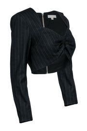 Current Boutique-Ronny Kobo - Black & grey Pinstripe Crop Top Sz L