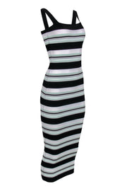 Current Boutique-Ronny Kobo - Green, Black & White Striped Ribbed Knit Maxi Dress Sz XS