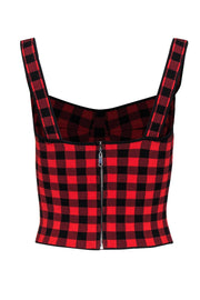 Current Boutique-Ronny Kobo - Red & Black Checkered Plaid Bustier Top Sz M