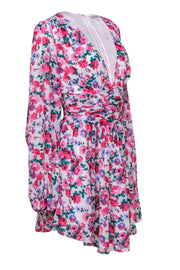 Current Boutique-Ronny Kobo - White & Pink Floral Puffed Sleeve Dress Sz M