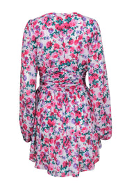 Current Boutique-Ronny Kobo - White & Pink Floral Puffed Sleeve Dress Sz M
