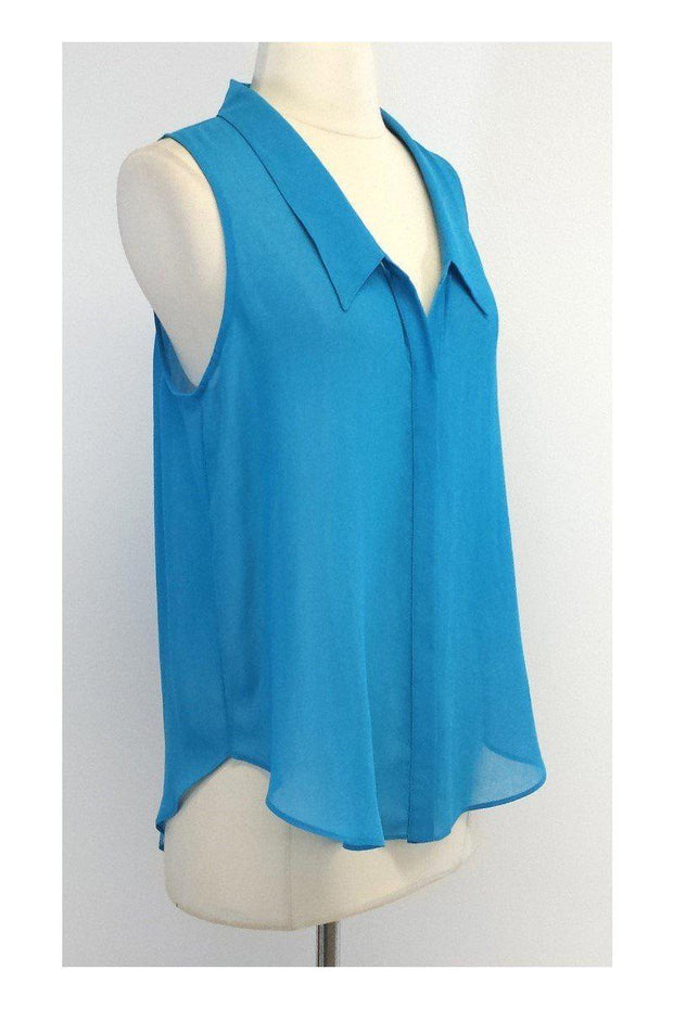 Current Boutique-Rory Beca - Cerulean Blue Sheer Sleeveless Blouse Sz M