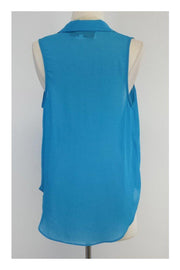 Current Boutique-Rory Beca - Cerulean Blue Sheer Sleeveless Blouse Sz M