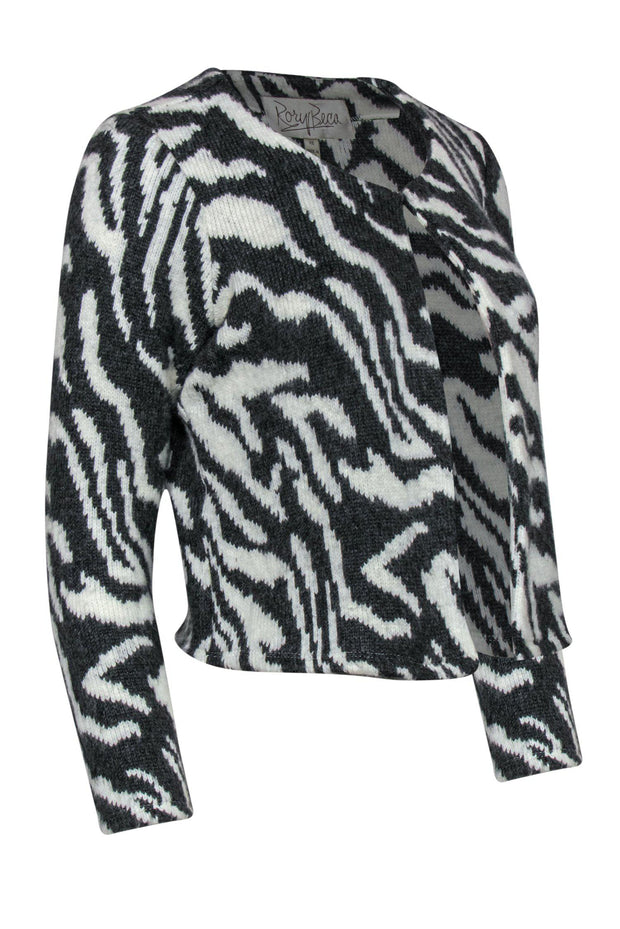 Current Boutique-Rory Beca - Grey & White Zebra Print Clasped Cropped Cardigan Sz XS