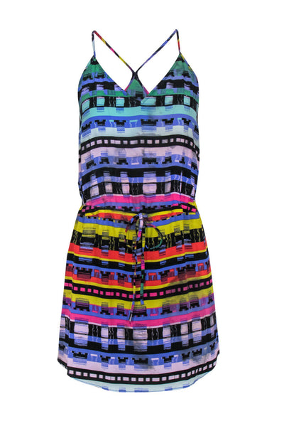Current Boutique-Rory Beca - Multicolor Geometric Racerback Silk Dress w/ Cinched Waist Sz XS