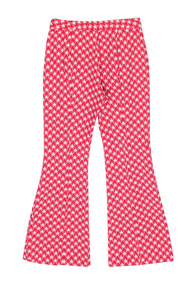 Current Boutique-Rosetta Getty - Red & White Printed Crop Flare Pants Sz S