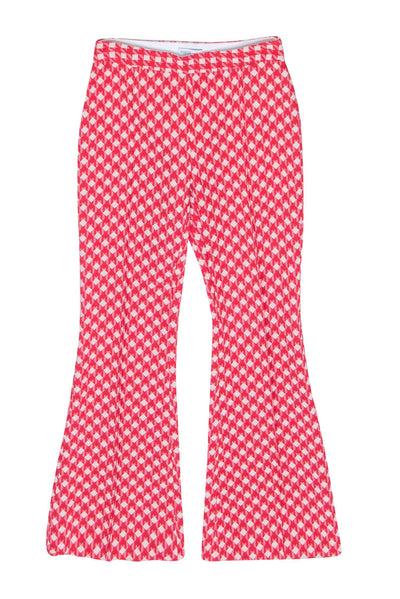 Current Boutique-Rosetta Getty - Red & White Printed Crop Flare Pants Sz S