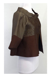 Current Boutique-Rozae Nichols - Brown & Gold Brocade Cropped Jacket Sz M