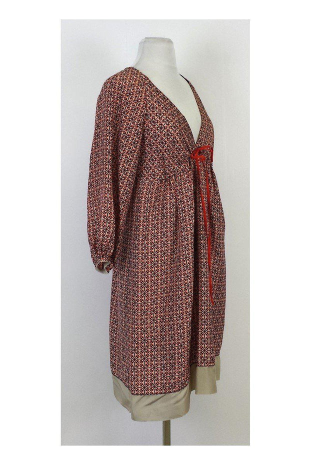 Current Boutique-Rozae Nichols - Red, Navy & Taupe Print Dress Sz S