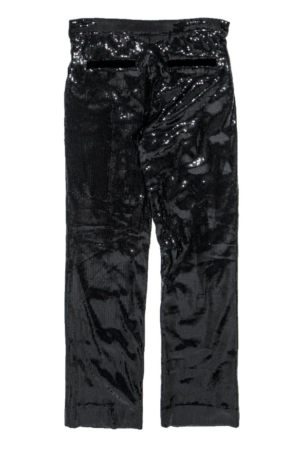 Current Boutique-RtA - Black Sequined Straight-Leg Pants w/ Belt Sz S