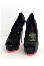 Current Boutique-Ruthie Davis - Black Leather Peep Toe Spike Heels Sz 7.5
