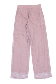 Current Boutique-Ryan Roche - Light Mauve Floral Lace Wide Leg Trousers Sz 2