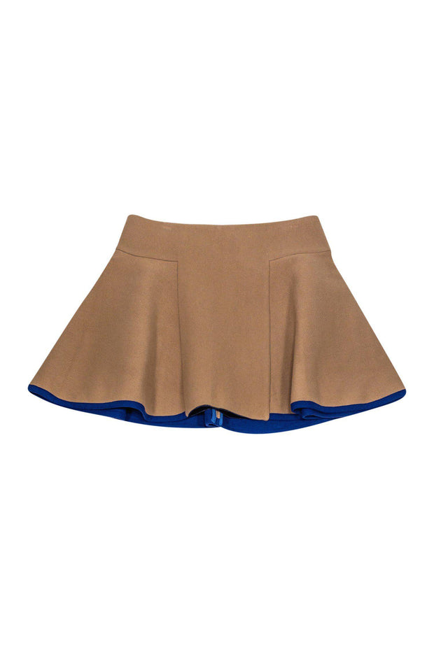 Current Boutique-Sacai Luck - Tan Flared Skirt w/ Blue Trim Sz 8