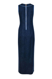Current Boutique-Sail to Sable - Navy & Gold Sleeveless Maxi Dress w/ Light Blue Trim Sz S