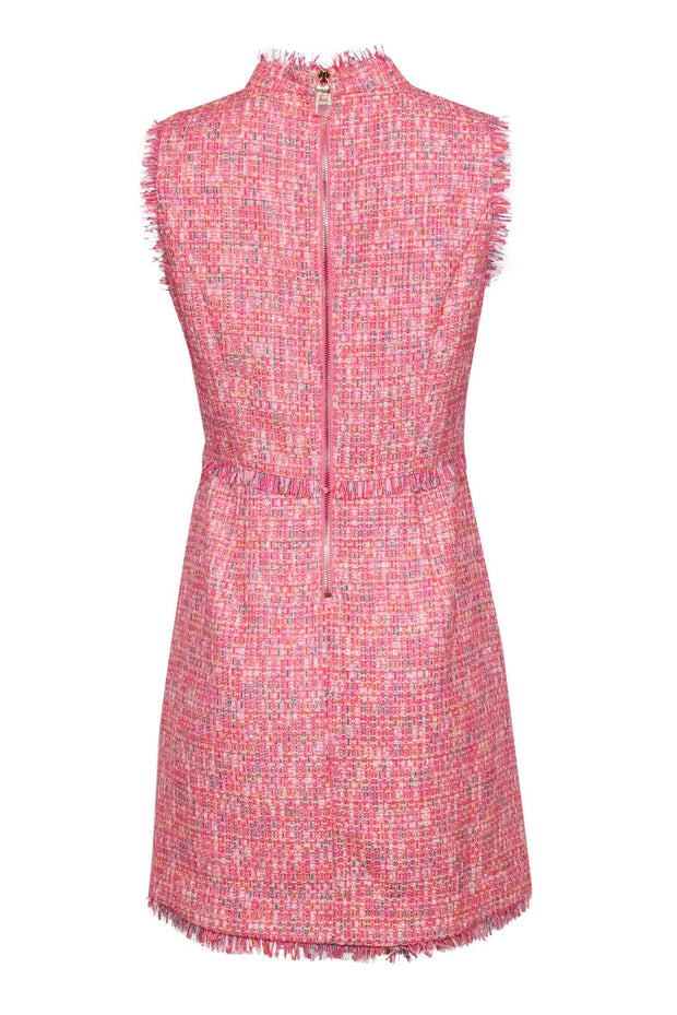 Current Boutique-Sail to Sable - Pink Tweed Fringed Sleeveless Sheath Dress Sz 8