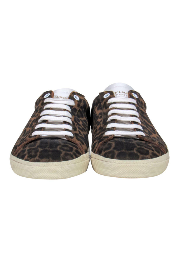 Current Boutique-Saint Laurent - Brown Leopard Print Lace-Up Sneakers Sz 11