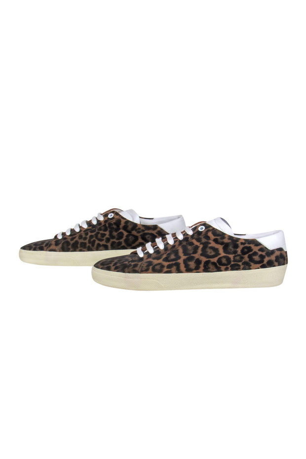 Dolce & Gabbana Brown/Beige Leopard Print Canvas and Leather Ankle