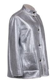 Current Boutique-Saks Fifth Ave - Silver & Cream Reversible Faux Fur Jacket Sz M/L