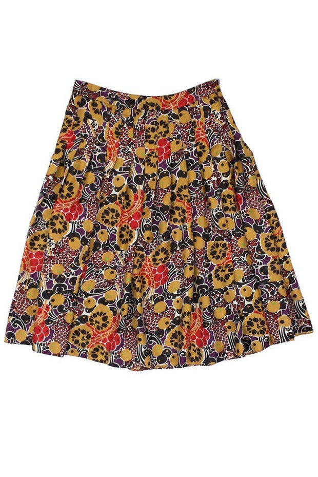 Current Boutique-Saks Fifth Avenue - Multicolor Print Silk Pleated Midi Skirt Sz 2
