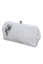 Current Boutique-Saks Fifth Avenue - Small White Beaded & Floral Embroidered Clasped Clutch