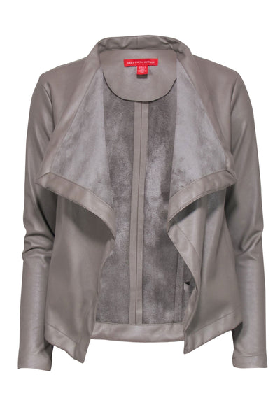 Current Boutique-Saks Fifth Avenue - Taupe Smooth Leather Draped Crop Jacket Sz XS