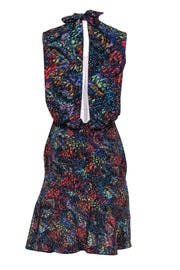 Current Boutique-Saloni - Multicolor Printed Mock Neck Silk Open Back Dress Sz 0
