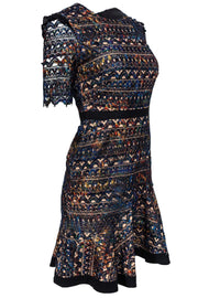 Current Boutique-Saloni - Multicolored Lace Dress w/ Flared Hem Sz 4
