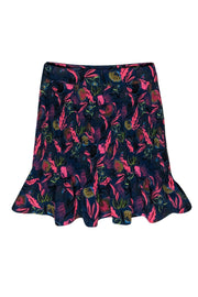 Current Boutique-Saloni - Purple & Pink Floral Print Textured Ruffle Miniskirt Sz S