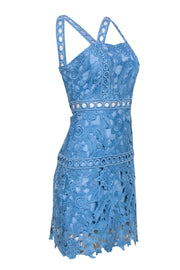 Current Boutique-Sam Edelman - Baby Blue Floral Lace Sheath Dress w/ Eyelet Trim Sz 0