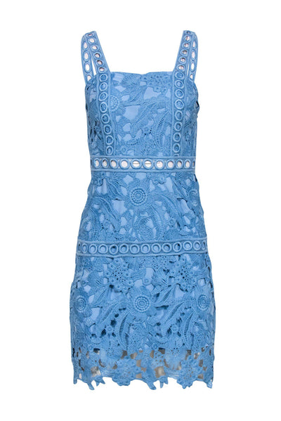 Current Boutique-Sam Edelman - Baby Blue Floral Lace Sheath Dress w/ Eyelet Trim Sz 0
