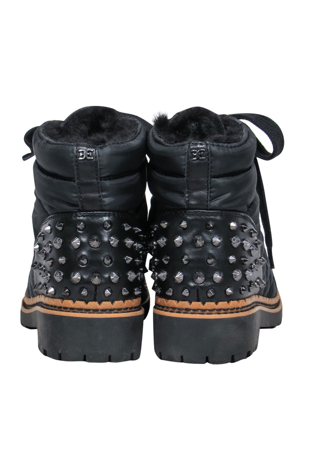 Current Boutique-Sam Edelman - Black Lace-Up Puffer Booties w/ Spikes Sz 6