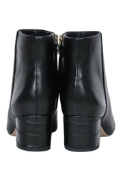 Current Boutique-Sam Edelman - Black Leather Block Heel "Edith" Booties w/ Alligator Embossed Heel Sz 6