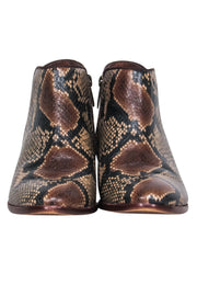 Current Boutique-Sam Edelman - Brown, Black, & Tan Snake Print Leather "Petty" Ankle Booties Sz 6