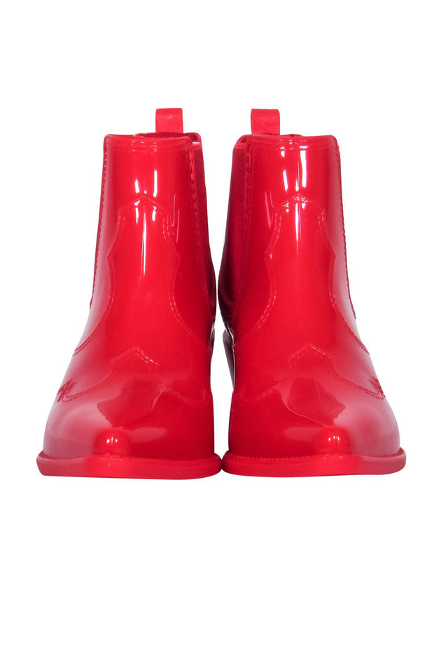 Current Boutique-Sam Edelman - Red Rubber Western-Style Short Heeled Rain Boots Sz 6