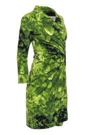 Current Boutique-Samantha Sung - Green Cotton Forest Print Collared Wrap Dress Sz 8