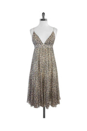 Current Boutique-Samantha Treacy - Grey & Taupe Spotted Silk Dress Sz 2