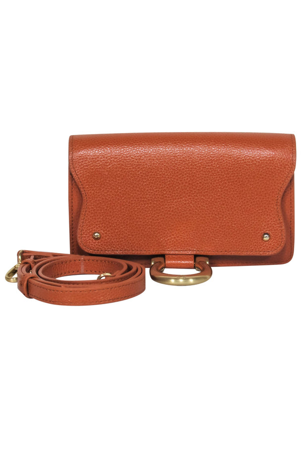 Current Boutique-Sancia - Brown Pebbled Leather Mini Crossbody w/ Gold Ring