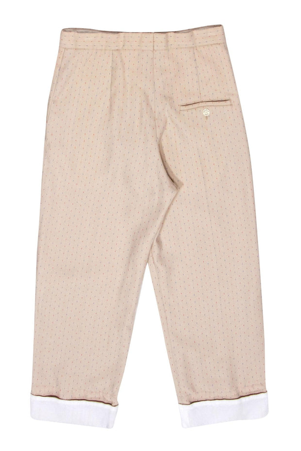 Current Boutique-Sandro - Beige, Red & Blue Speckled Straight Leg Cuffed Trousers Sz 4