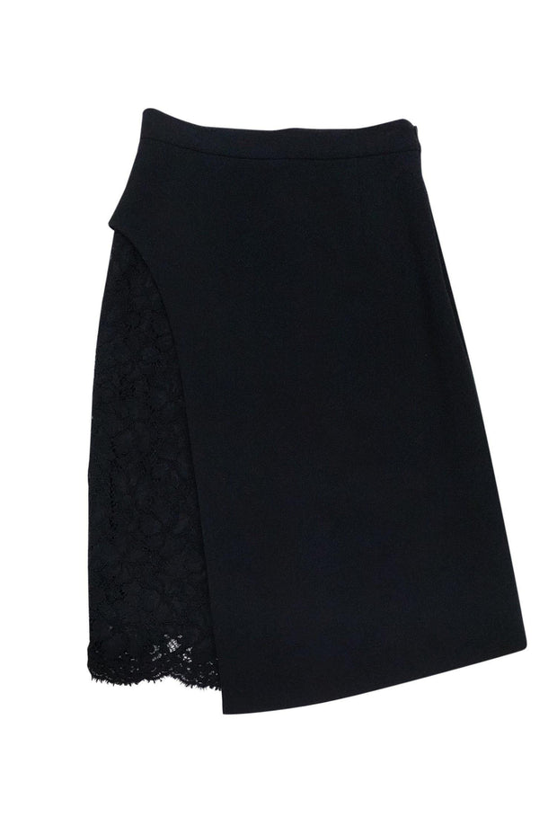 Current Boutique-Sandro - Black Asymmetrical Lace Skirt Sz S