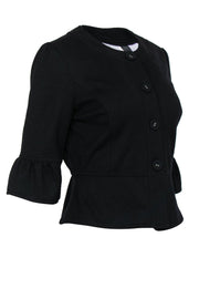 Current Boutique-Sandro - Black Button-Up Quarter Bell Sleeve Jacket Sz PM