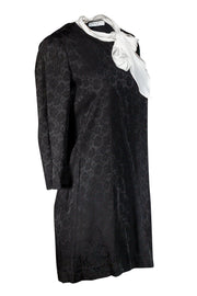 Current Boutique-Sandro - Black Ketty Tie Detail Rose Print Shift Dress Sz S