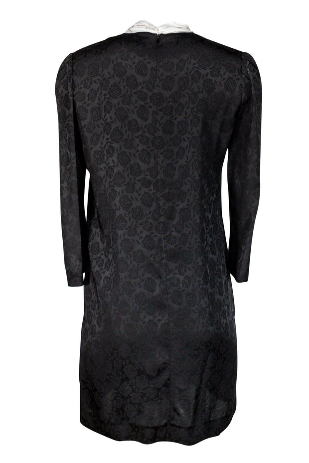 Current Boutique-Sandro - Black Ketty Tie Detail Rose Print Shift Dress Sz S