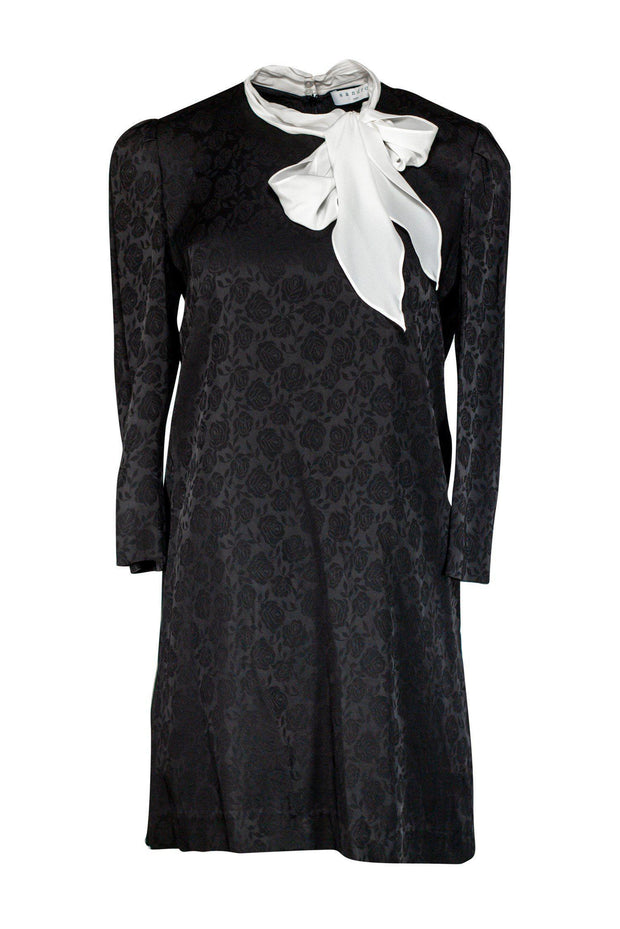 Sandro - Black Ketty Tie Detail Rose Print Shift Dress Sz S – Current  Boutique