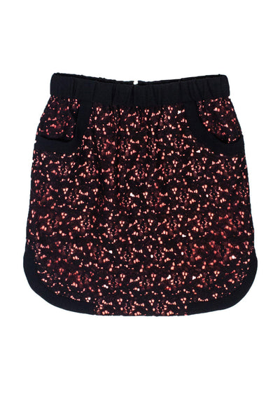 Current Boutique-Sandro - Black Lace Skirt w/ Pink Lining Sz M