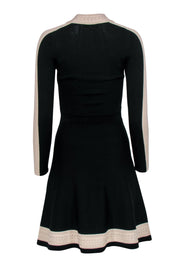 Current Boutique-Sandro - Black Long Sleeve Fit & Flare Dress w/ Crochet Trim Sz 4