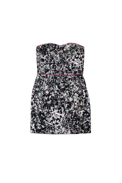 Current Boutique-Sandro - Black & Pink Metallic Strapless Dress Sz S