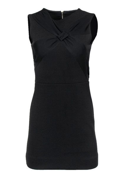 Current Boutique-Sandro - Black Textured Sheath Dress w/ Knotted Detail Sz S