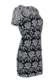 Current Boutique-Sandro - Black & White Floral Lace Short Sleeve Sheath Dress Sz 2