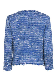 Current Boutique-Sandro - Blue & Ivory Tweed Open Front Jacket Sz 10